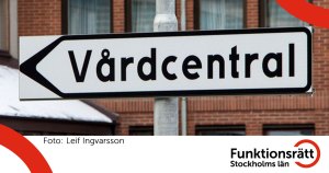 En skylt med texten vårdcentral