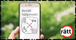 Smarttelefon med "beställ hjälpmedel"