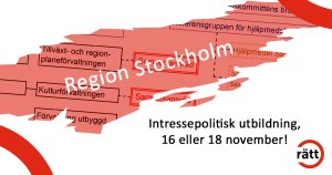 En karta över region Stockholm, med namnen på våra olika samverkansråd spridda över den.