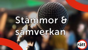 Stämmor och samverkan. I bakgrunden en mikrofon.