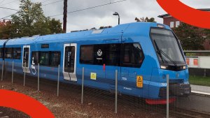 Ett av de nya tågen på roslagsbanan