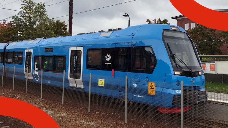 Ett av de nya tågen på roslagsbanan