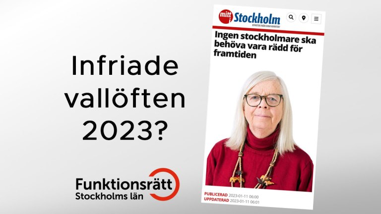 Debattartikeln i Mitt i Stockholm intill texten Infriade vallöften 2023