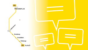 Karta över gula linjens planerade dragning, mellan Fridhemsplan och Älvsjö.