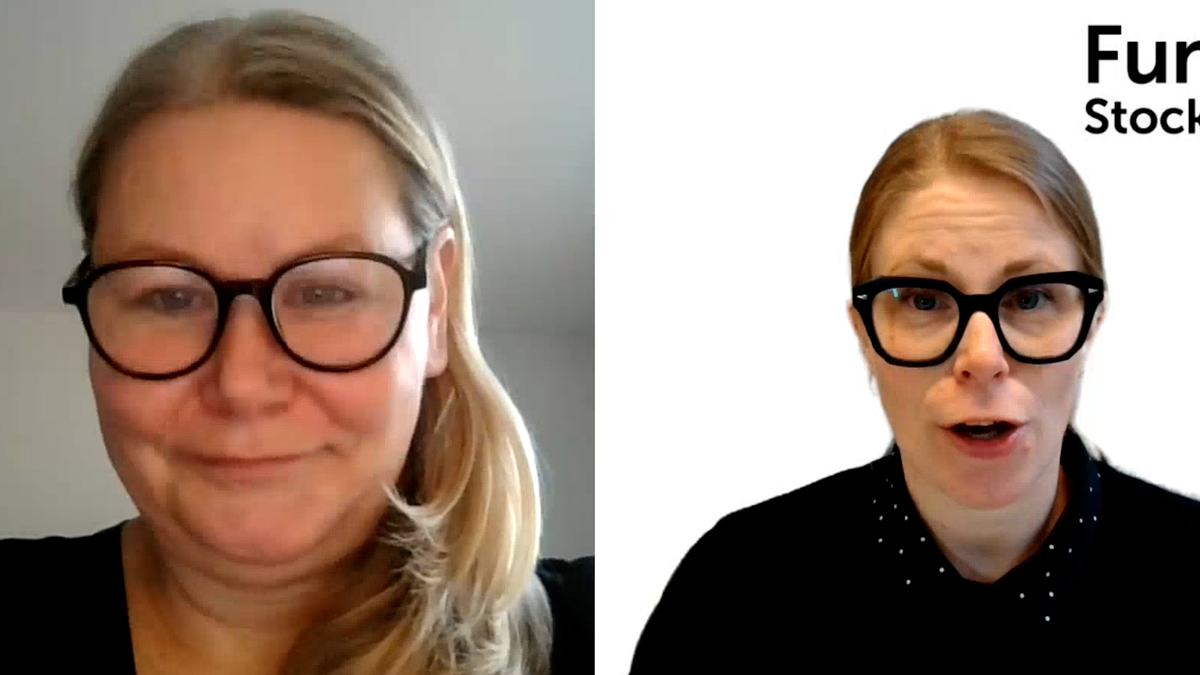 Åsa och Karin i varsin bildruta i ett digitalt möte.