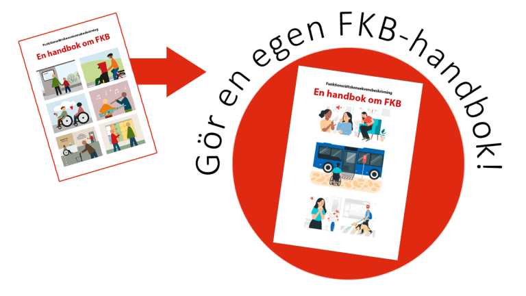 En bild på två olika versioner av FKB-handboken. De är lika varandra men har olika bilder på framsidan.