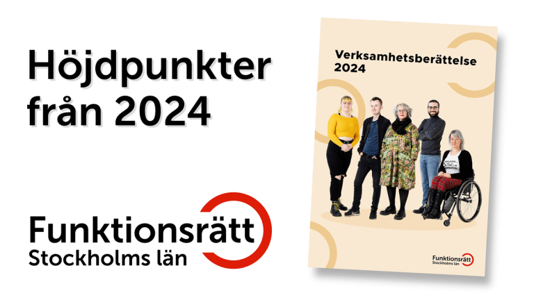 Framsidan av vår Verksamhetsberättelse för 2024 intill texten Höjdpunkter 2024.