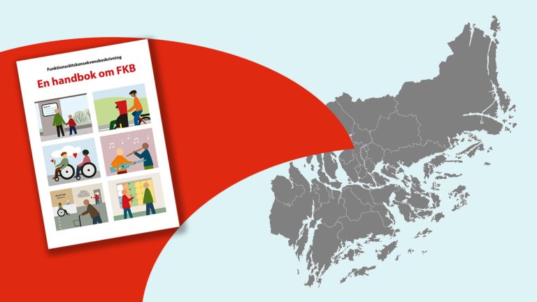 En FKB-handbok flyger in över en karta som visar alla Stockholmskommunerna.